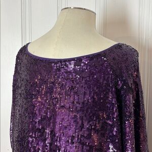 RIANI 100% Silk Sequin Tunic Dress – Aubergine Purple – size 48 (≈14 US)